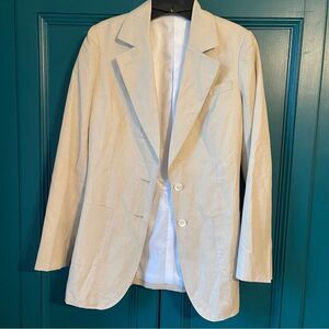 Custom made wool & linen suit jacket blazer by Ariston Italian sz 34